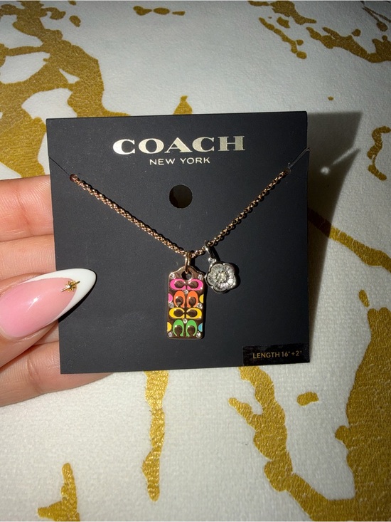 Coach Jewelry - Coach Rose Gold Quilted C Tag Pendant Necklace